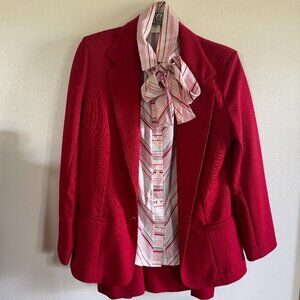 Vintage Business Suit Set w/ Skirt, Jacket, and Long Sleeve Button Down Blouse 2